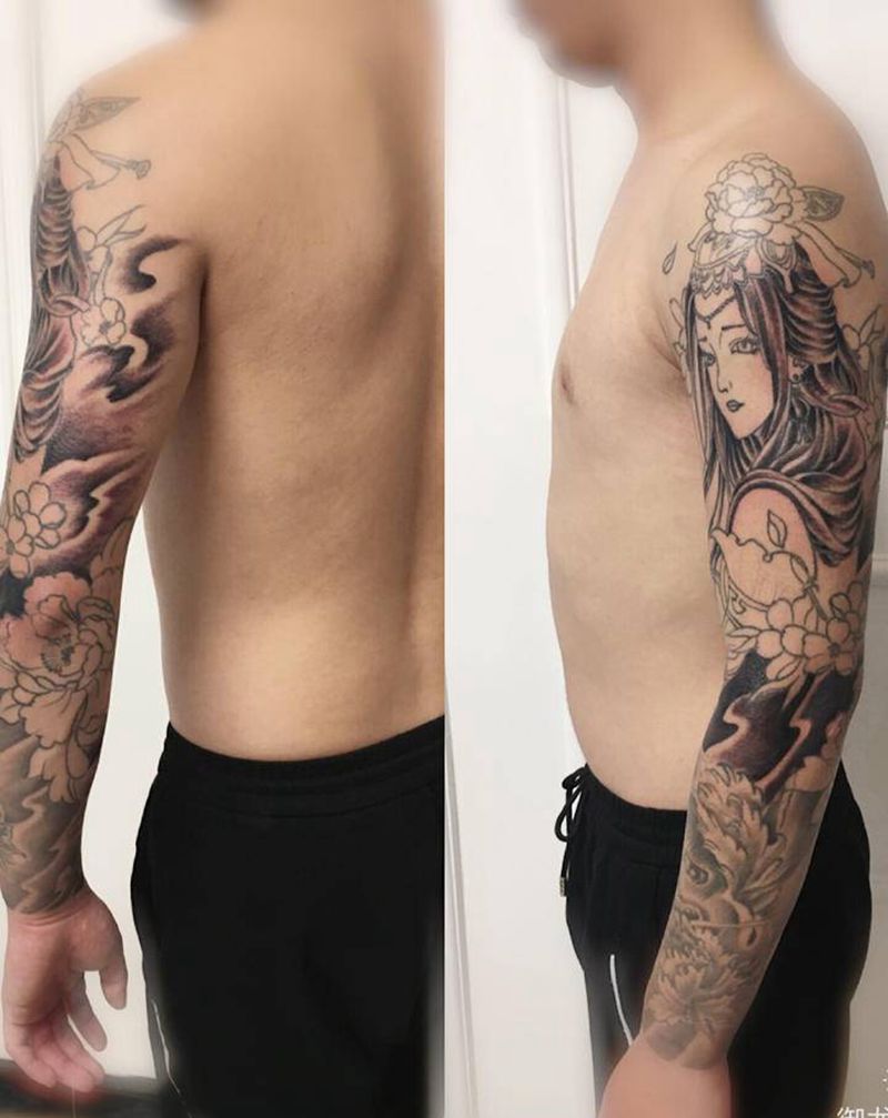 修改花臂未完成纹身图片_新传统纹身图案