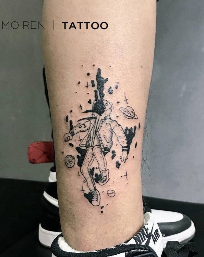 学员作品纹身图片_腿部纹身图案