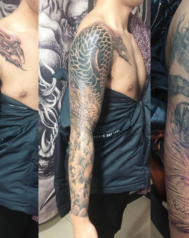 掩盖纹身图片_手臂新传统纹身图案