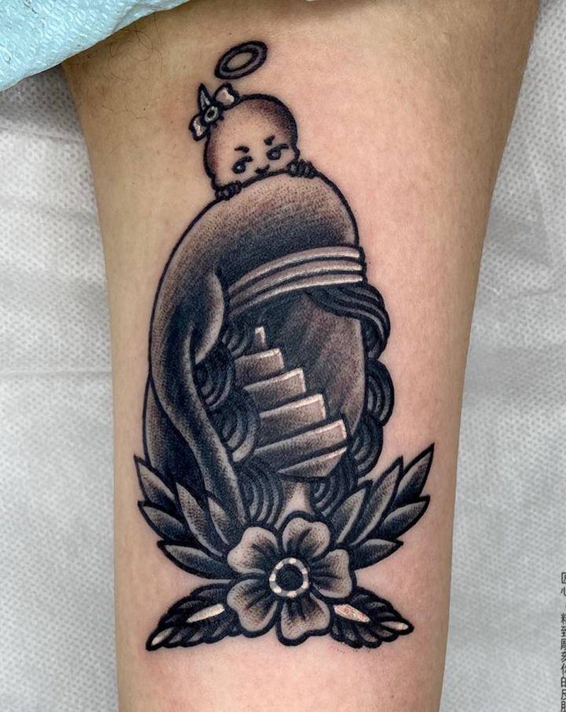 客人自己画的，小还上身纹身图片_手臂Old School纹身图案