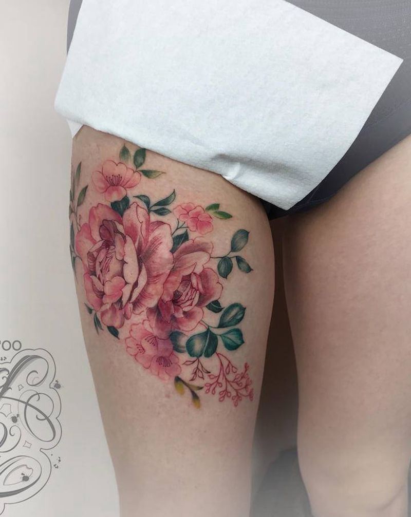 花花腿腿纹身图片_腿部新传统纹身图案