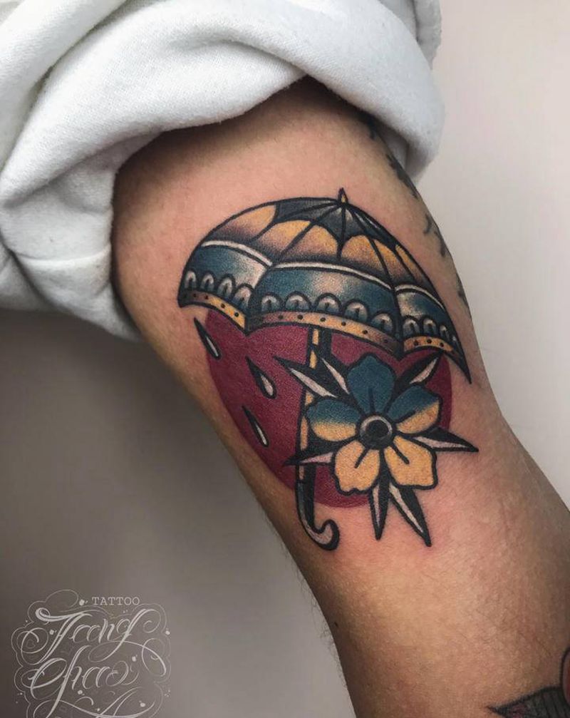 伞纹身图片_手臂Old School纹身图案