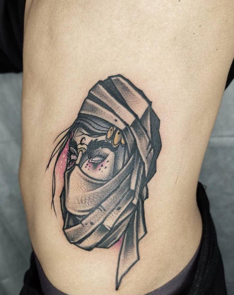 刺客纹身图片_腰部Old School纹身图案