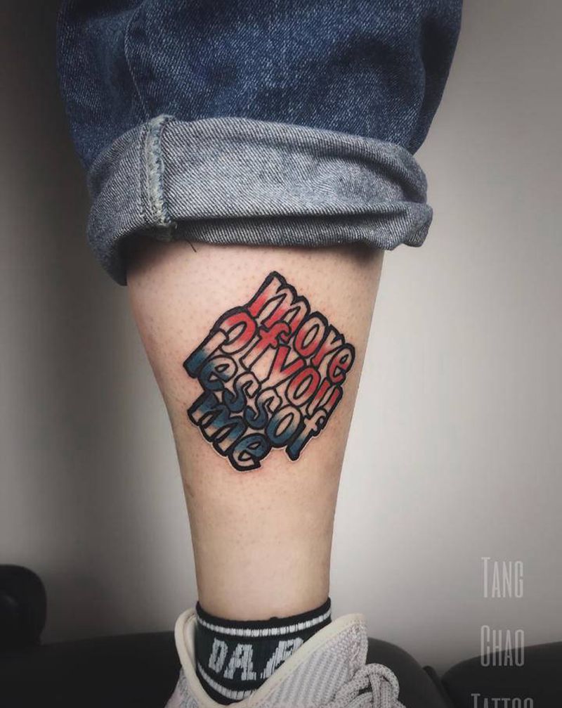 字母纹身图片_腿部花体字纹身图案