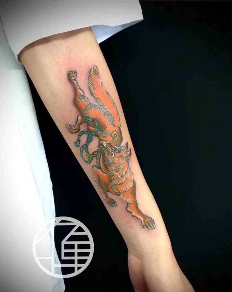 狐纹身图片_手臂纹身图案