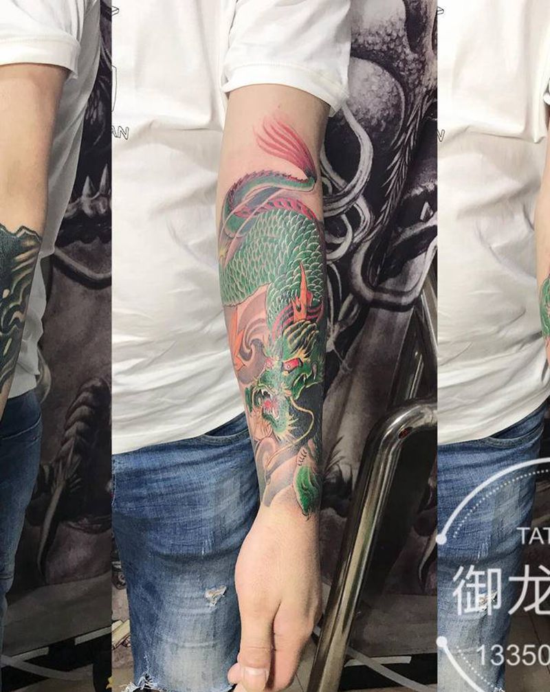 麒麟暴力掩盖纹身图片_新传统纹身图案