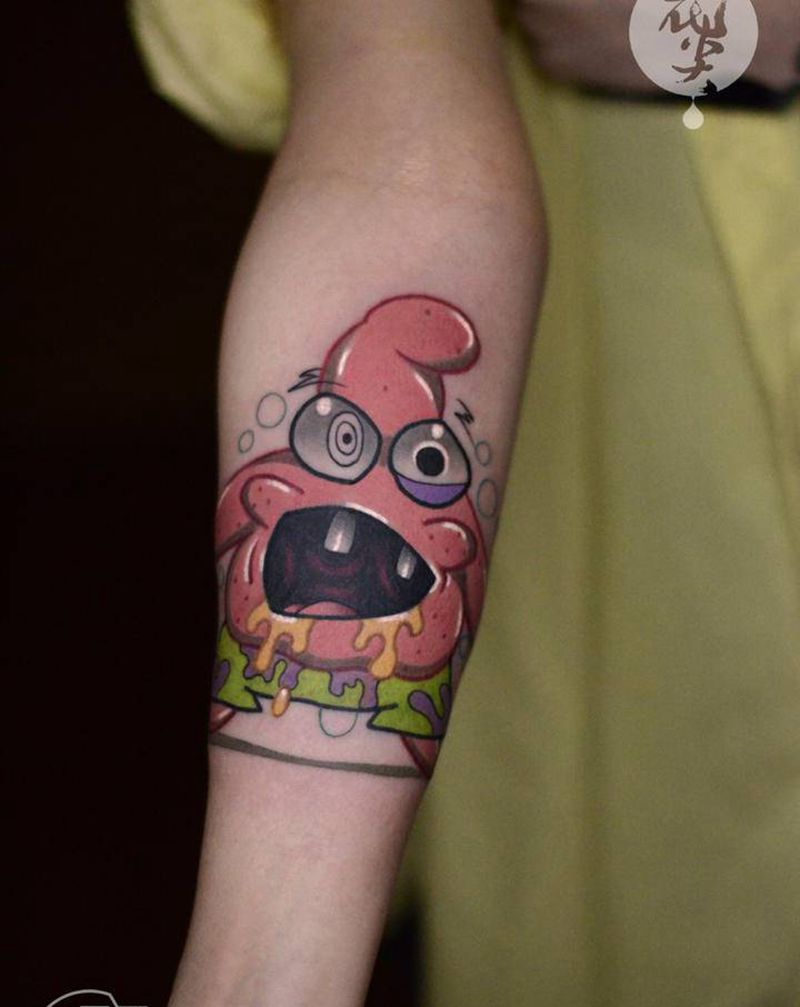 派大星纹身图片_手臂New School纹身图案