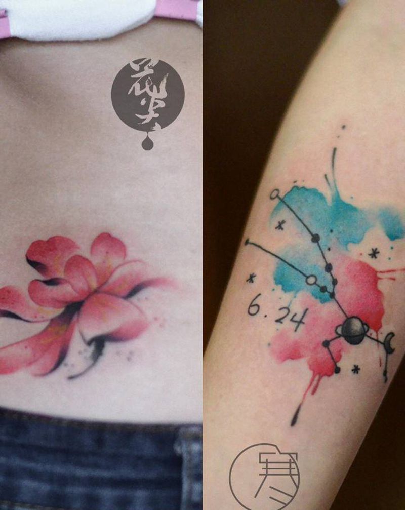 水彩作品纹身图片_水彩纹身图案