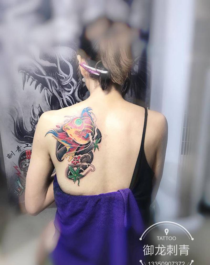 金鱼纹身图片_新传统老传统纹身图案