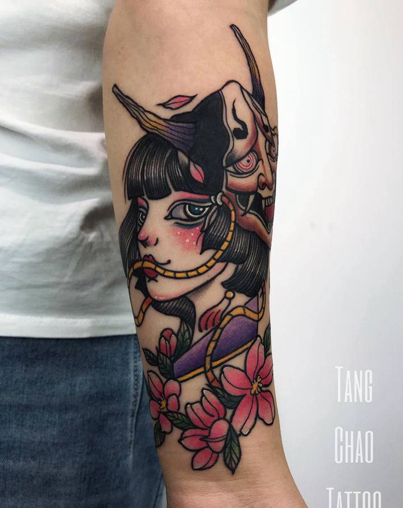 这个艺妓不江湖纹身图片_手臂新传统纹身图案