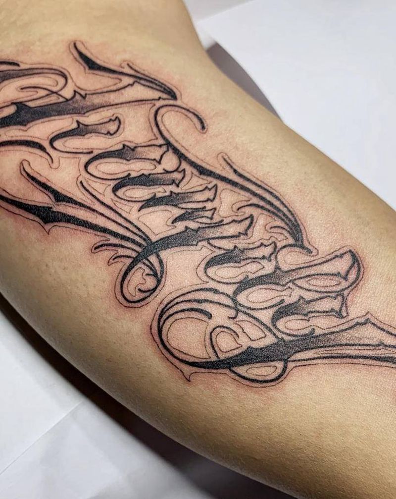 家庭纹身图片_花体字纹身图案