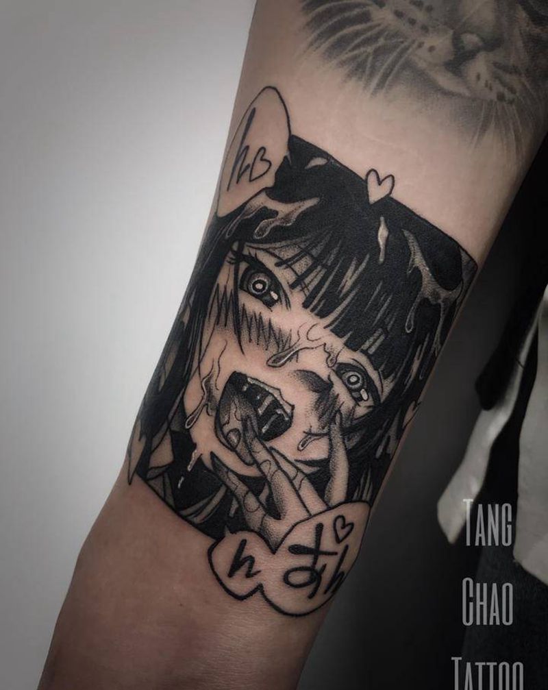 二次元纹身图片_手臂Old School纹身图案