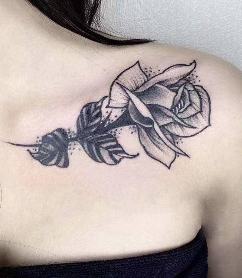 素花（遮盖）纹身图片_肩部点刺遮盖纹身图案