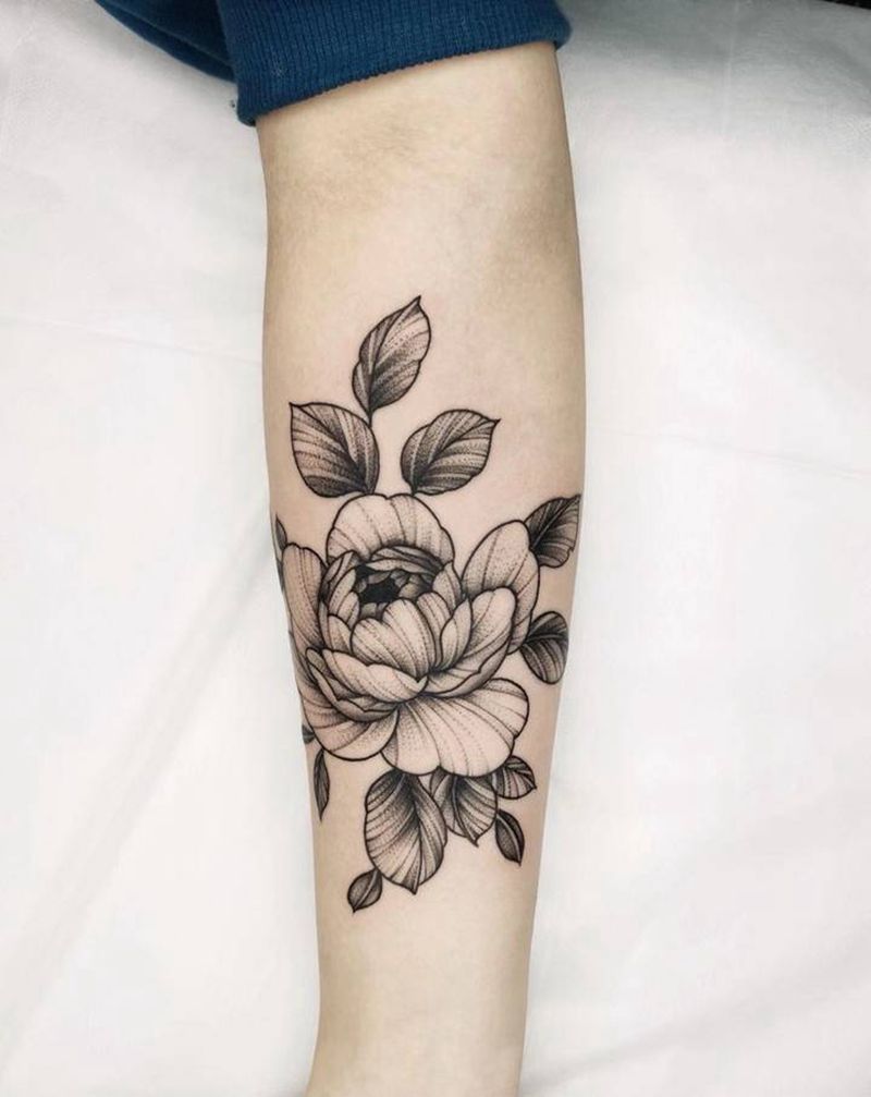 素花纹身图片_手臂点刺纹身图案