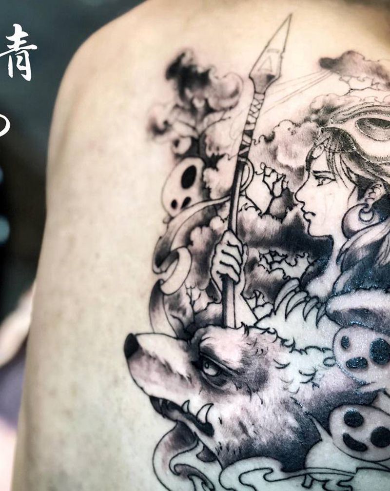 幽灵公主纹身图片_背部纹身图案