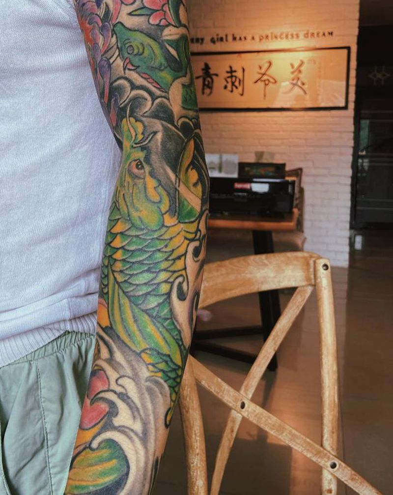 最近客户纹身图片_手臂腹部Old School新传统纹身图案