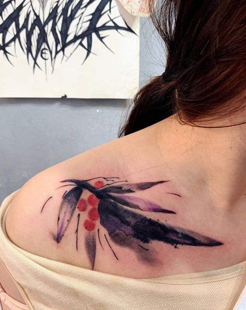 水彩掩盖纹身图片_肩部纹身图案