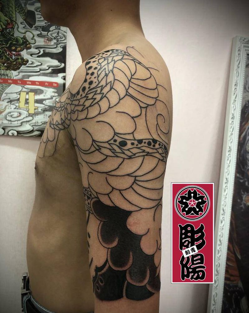 半胛.蛇纹身图片_老传统纹身图案