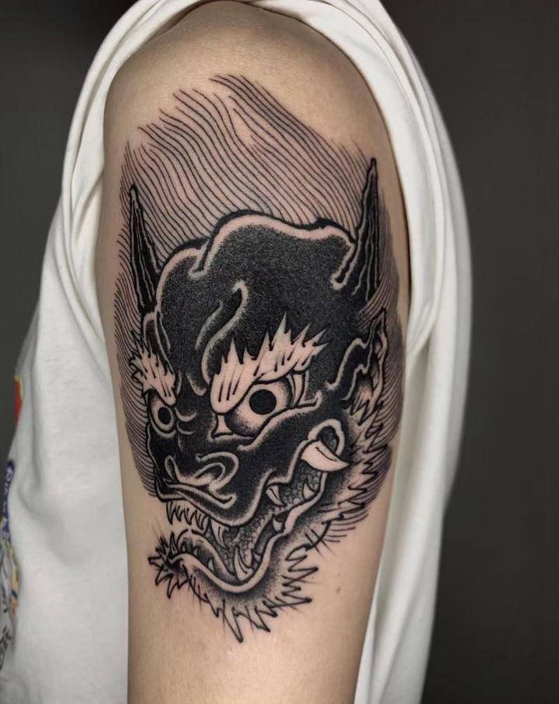 圆针质感纹身图片_手臂老传统纹身图案