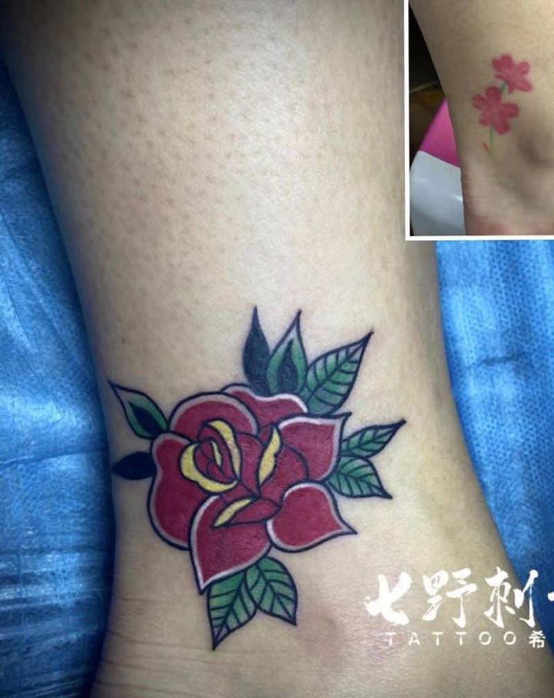 遮盖纹身图片_腿部纹身图案