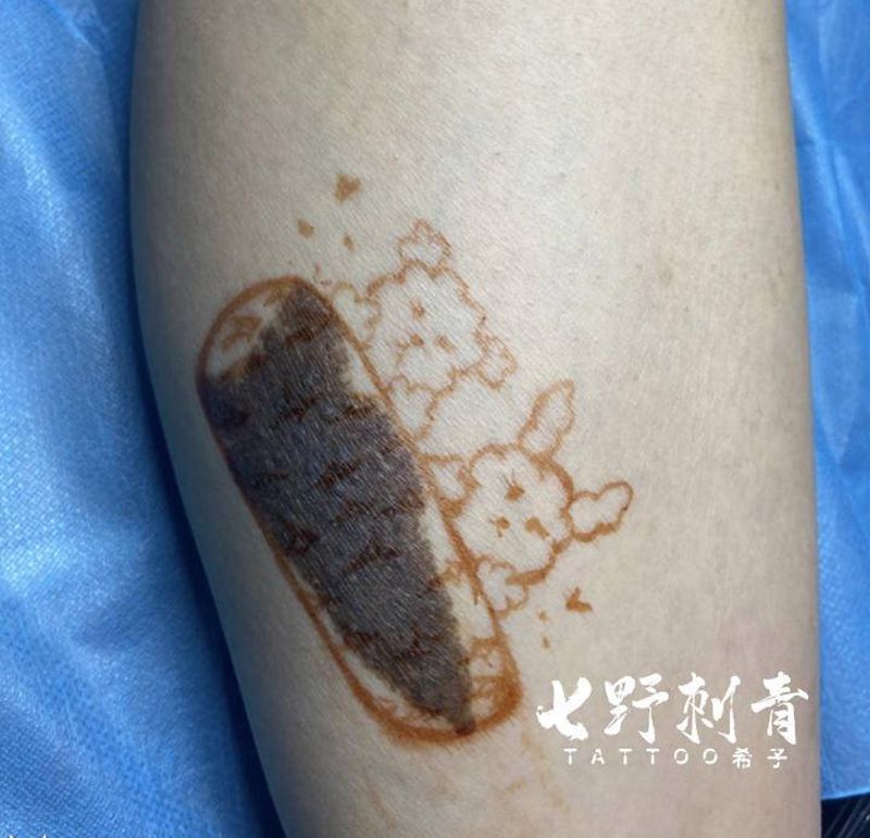 遮盖胎记纹身图片_腿部纹身图案