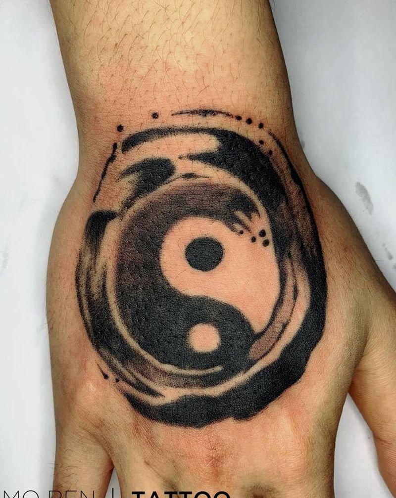 太极纹身图片_水墨纹身图案