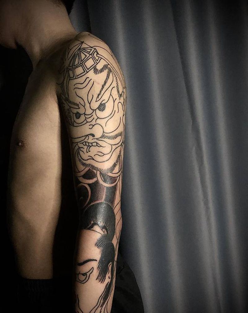 花臂进度。纹身图片_老传统纹身图案