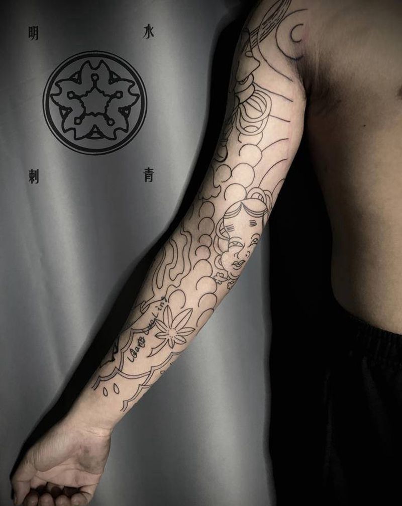 传统花臂纹身图片_老传统纹身图案