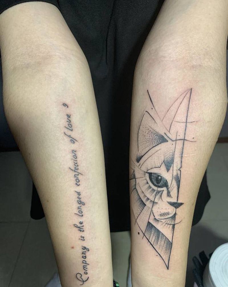 猫，修改字母纹身图片_手臂纹身图案