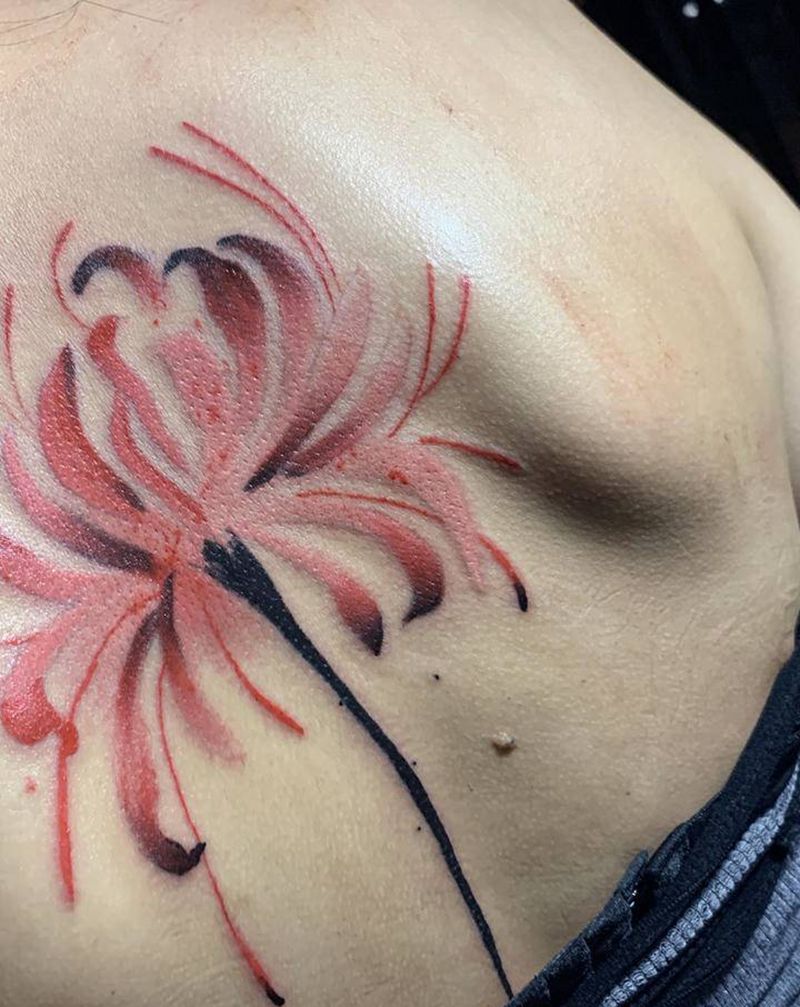 彼岸花纹身图片_水彩纹身图案