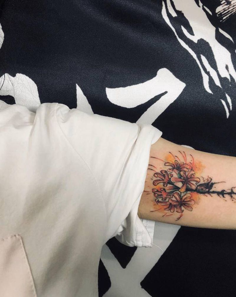 遮盖纹身图片_手臂水彩纹身图案