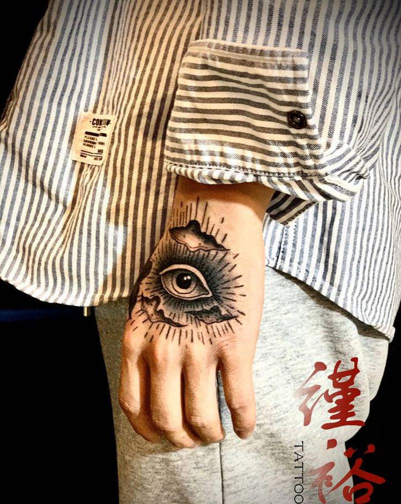 眼睛纹身图片_手部纹身图案