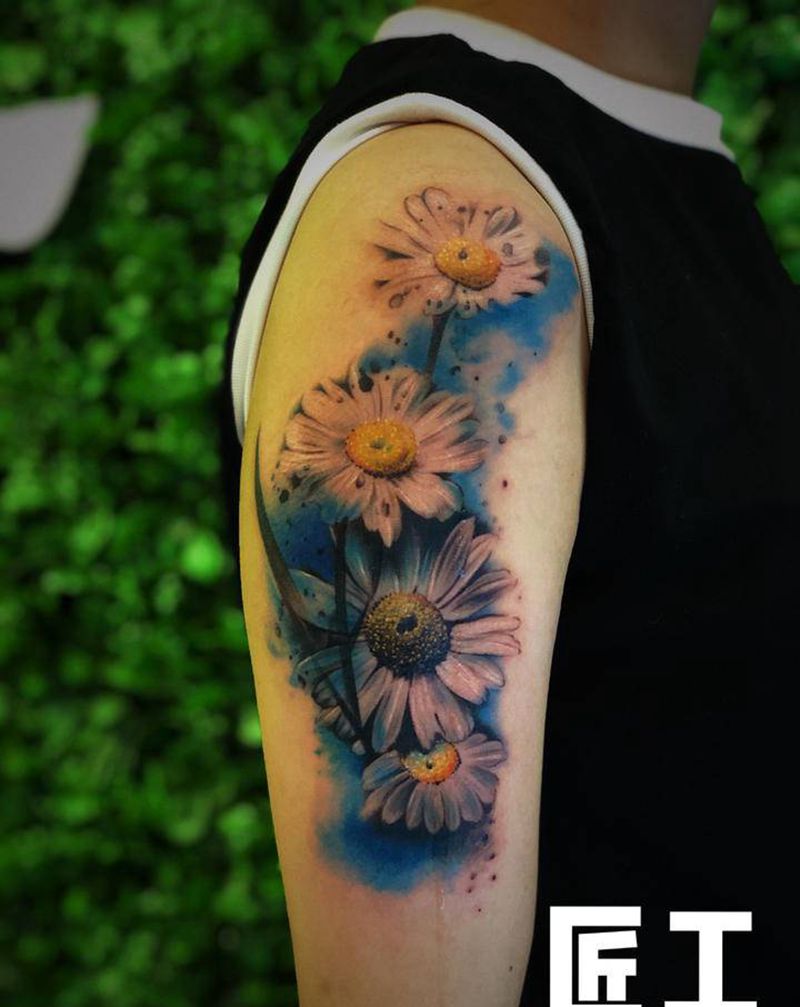 花纹身图片_手臂水彩纹身图案