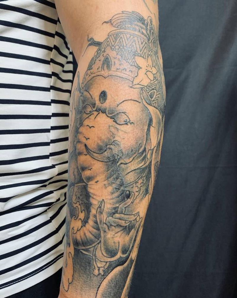 象神纹身图片_手臂纹身图案