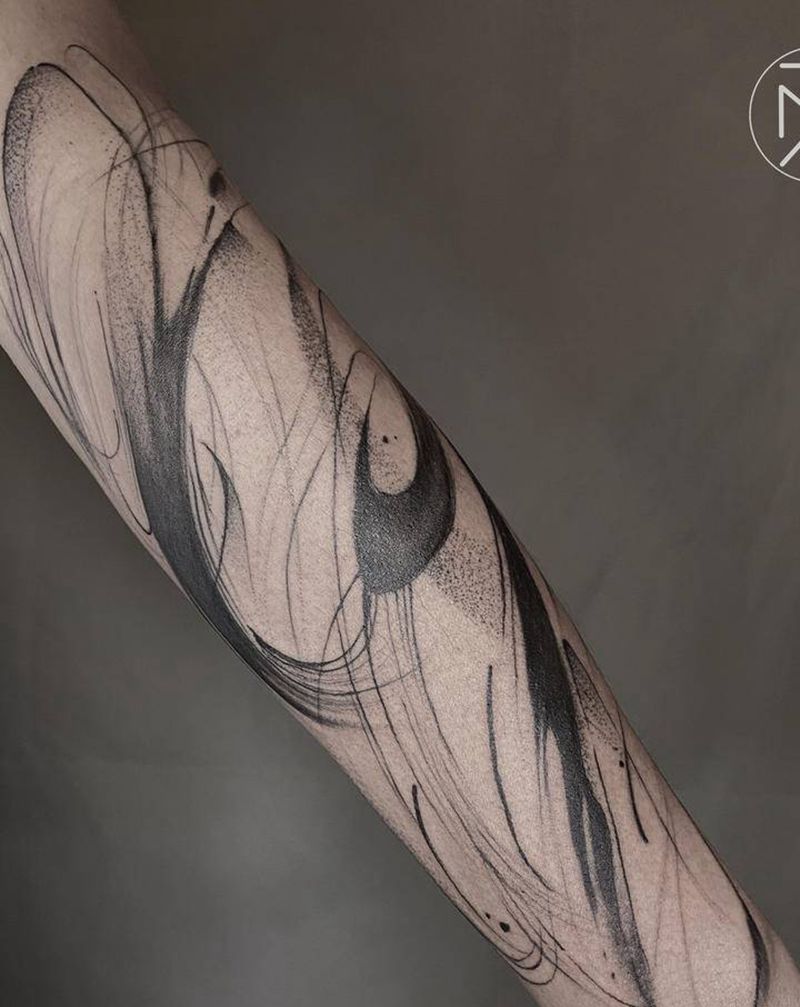 中国水墨纹身图片_手臂手部水墨抽象中国风纹身图案