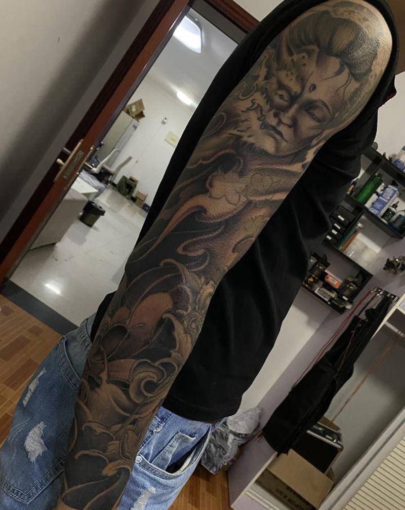 花臂纹身图片_手臂新传统纹身图案