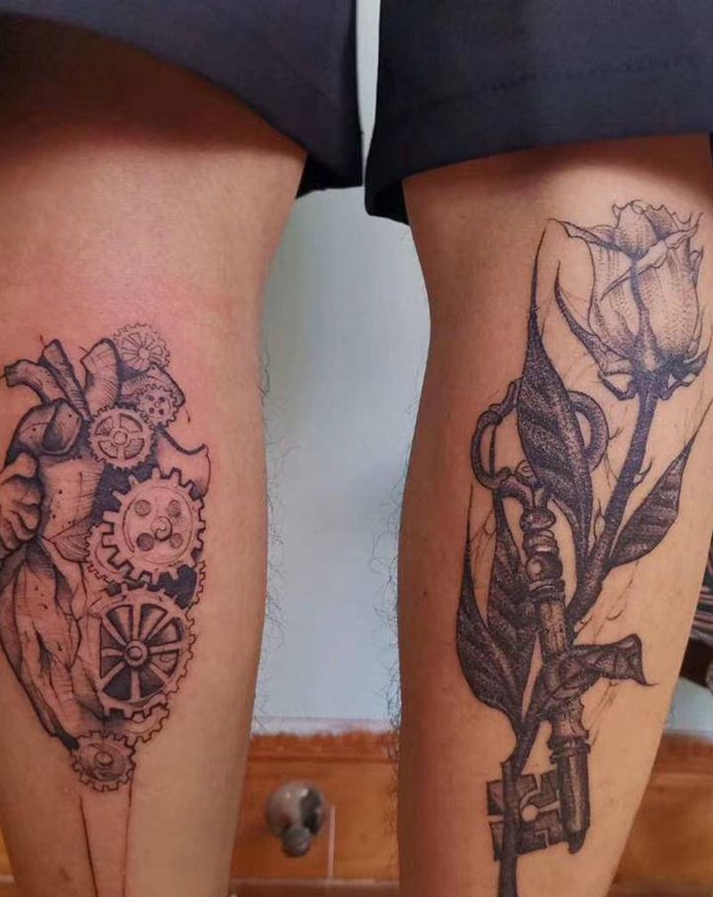 小腿未完成纹身图片_点刺纹身图案