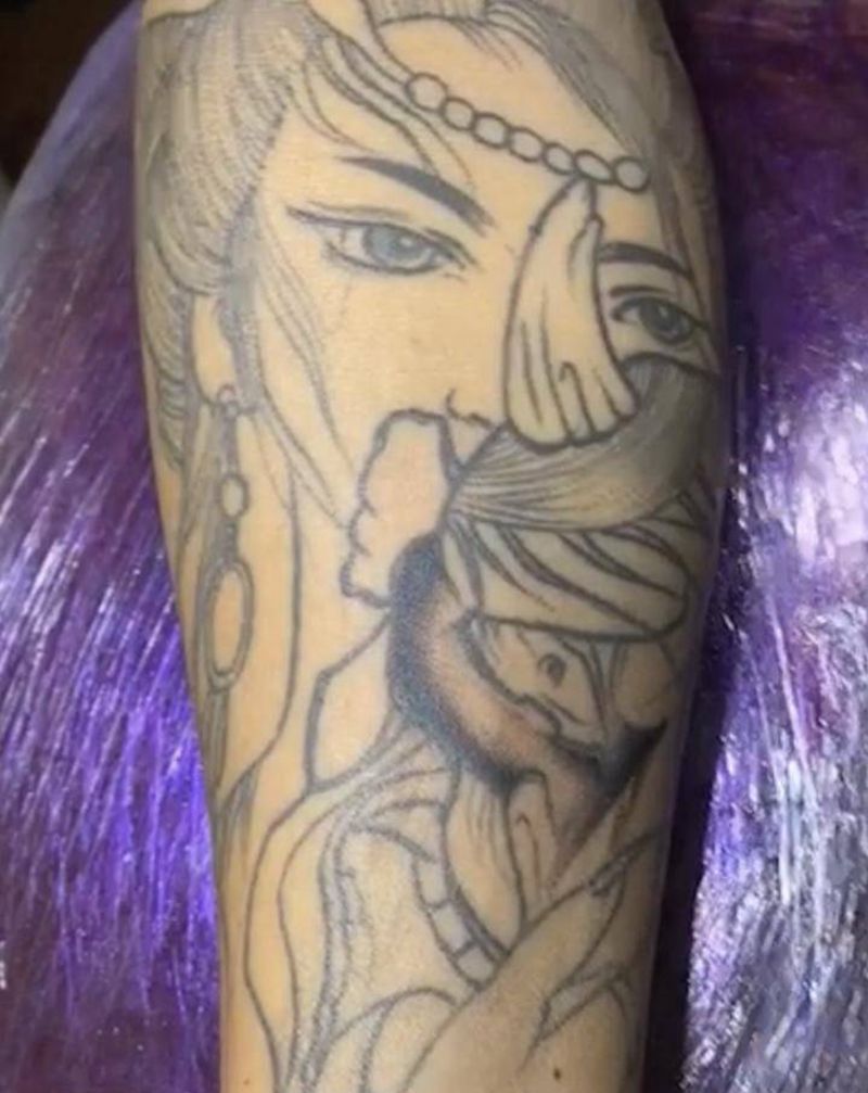 艺妓纹身图片_手臂新传统纹身图案