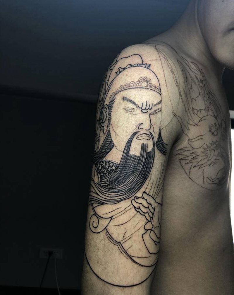 关公线纹身图片_手臂纹身图案