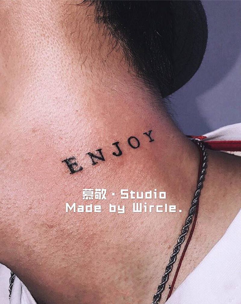 字 / ENJOY纹身图片_颈部纹身图案