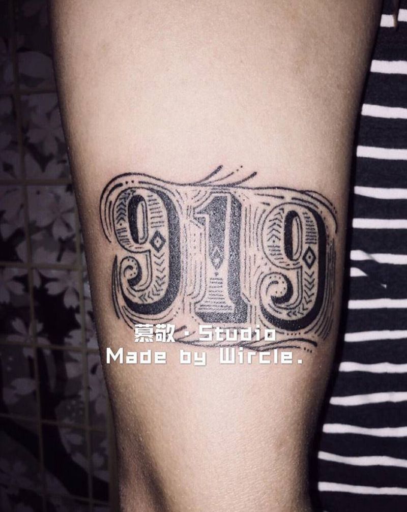 定制数字纹身图片_手臂花体字图腾纹身图案