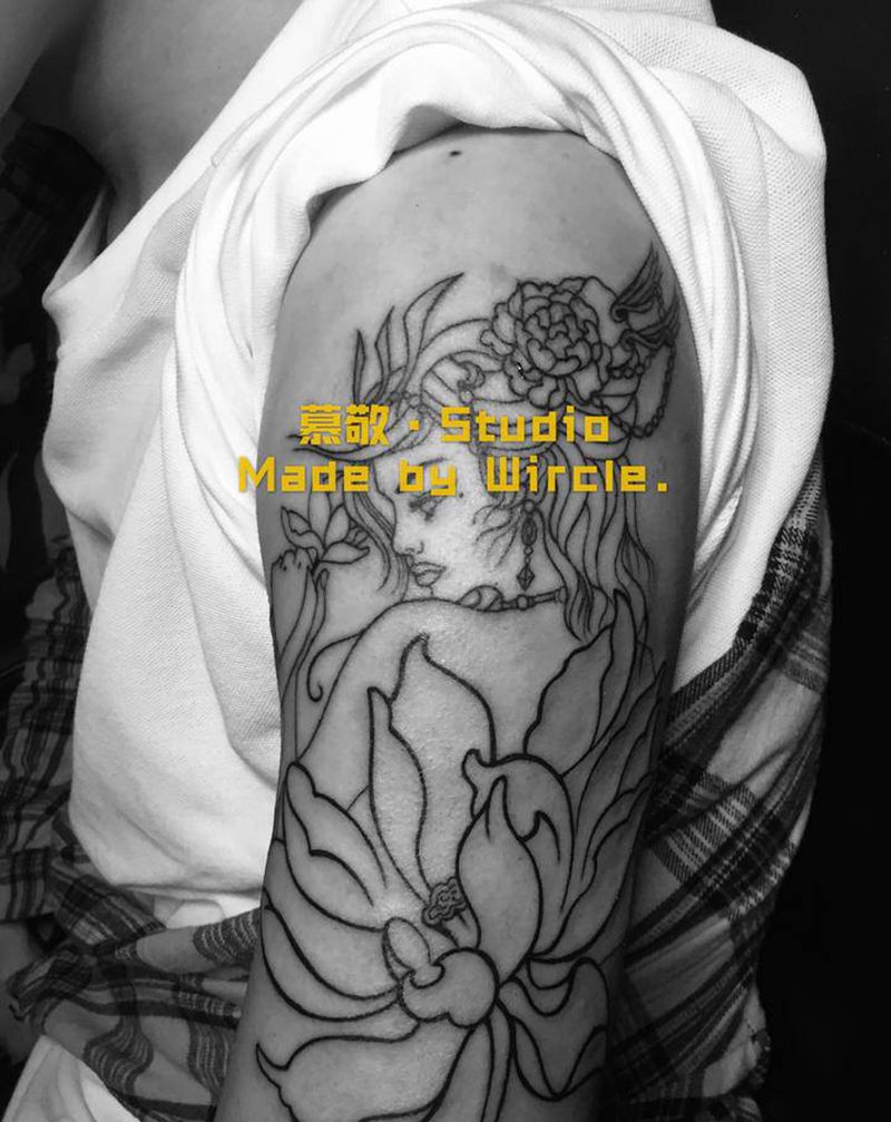 女郎 | 未完纹身图片_手臂纹身图案