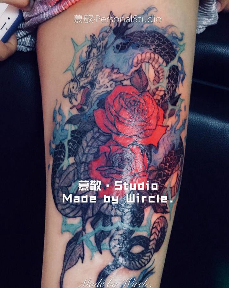 疤痕 | 龙纹身图片_腿部纹身图案