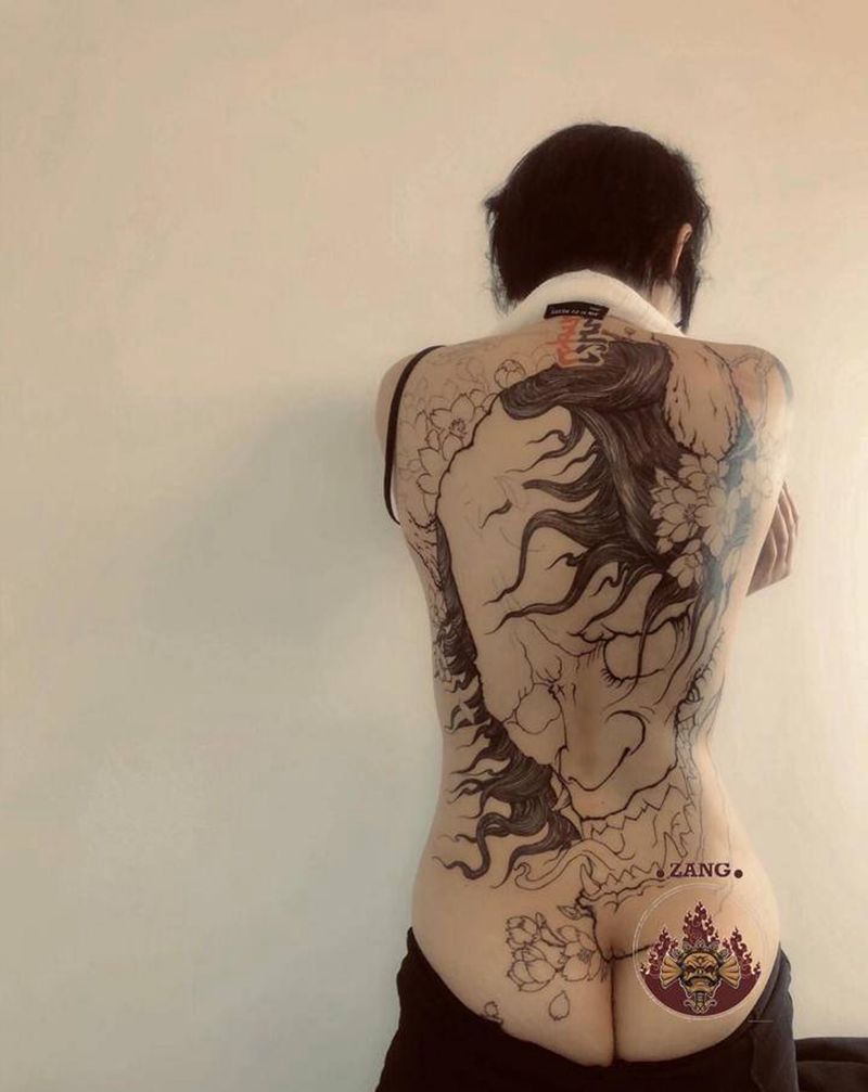 般若纹身图片_背部纹身图案