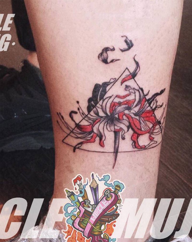 脚踝 / 彼岸花纹身图片_腿部花彼岸花纹身图案