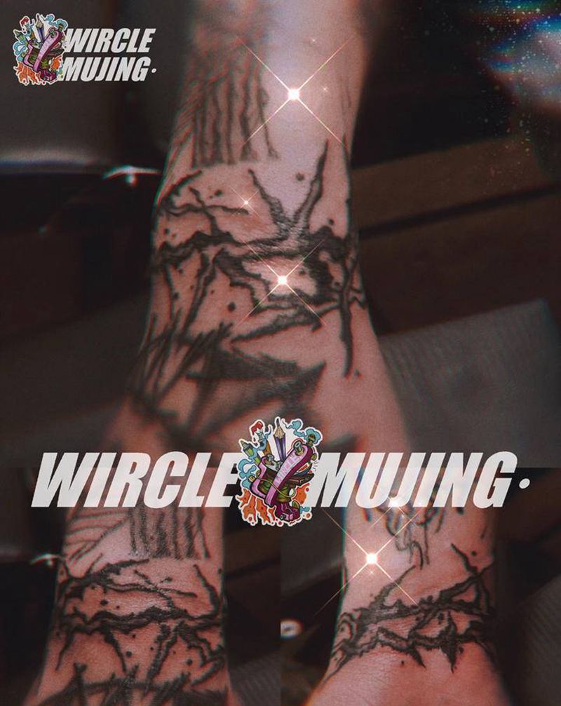 刺挠 / 完了纹身图片_手部暗黑荆棘手环纹身图案