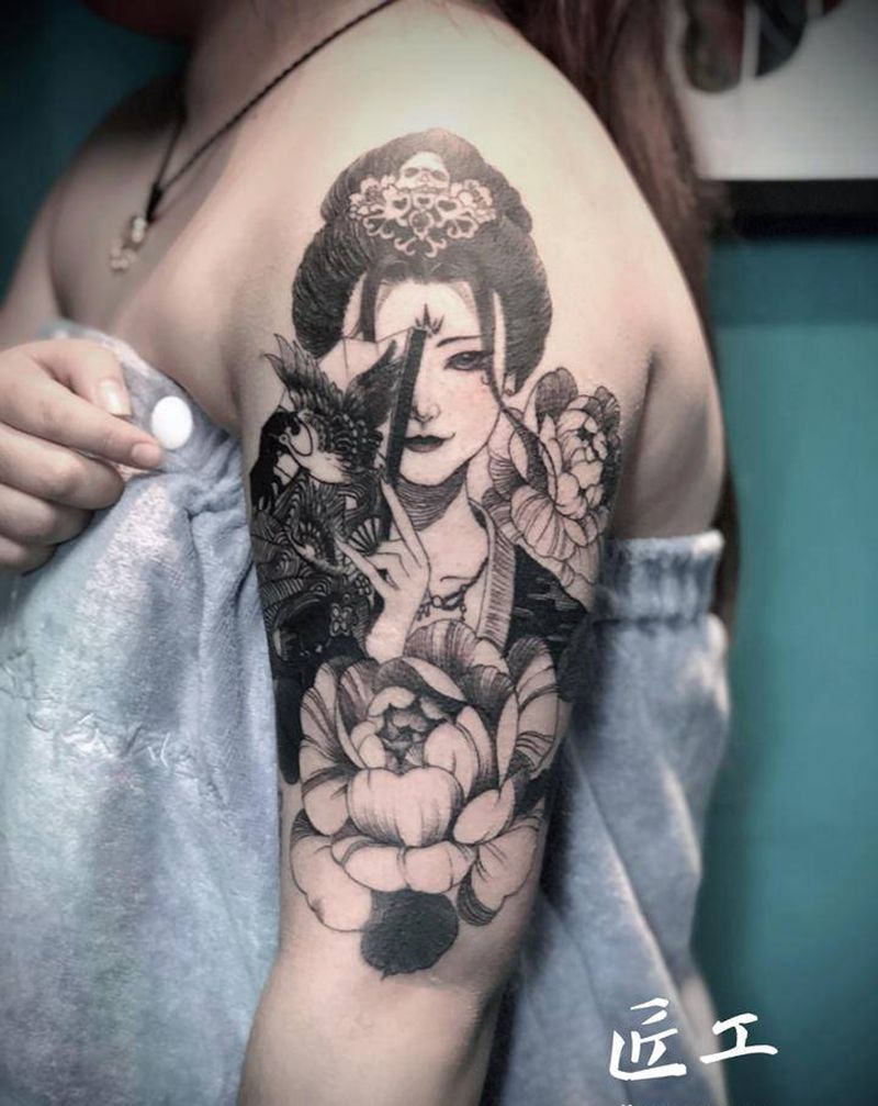 艺妓纹身图片_手臂纹身图案