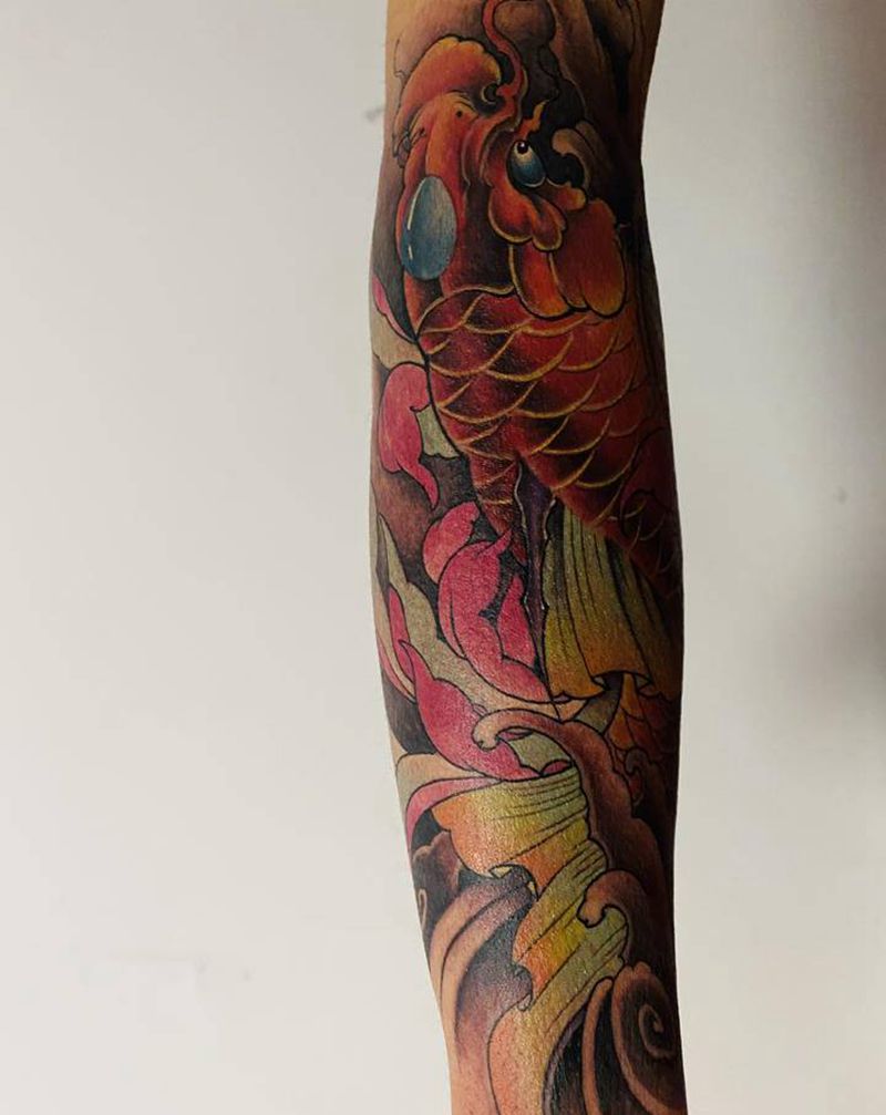 鲤鱼纹身图片_手臂纹身图案