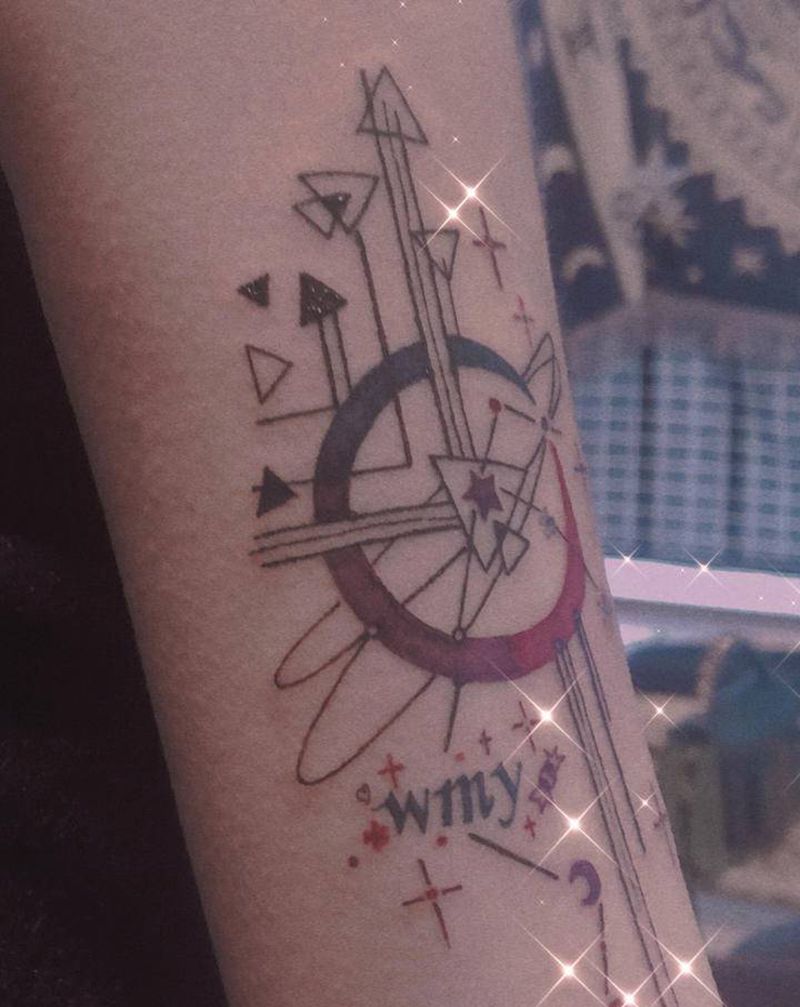 客定图 / 月亮➕星座➕名字纹身图片_手臂小清新纹身图案