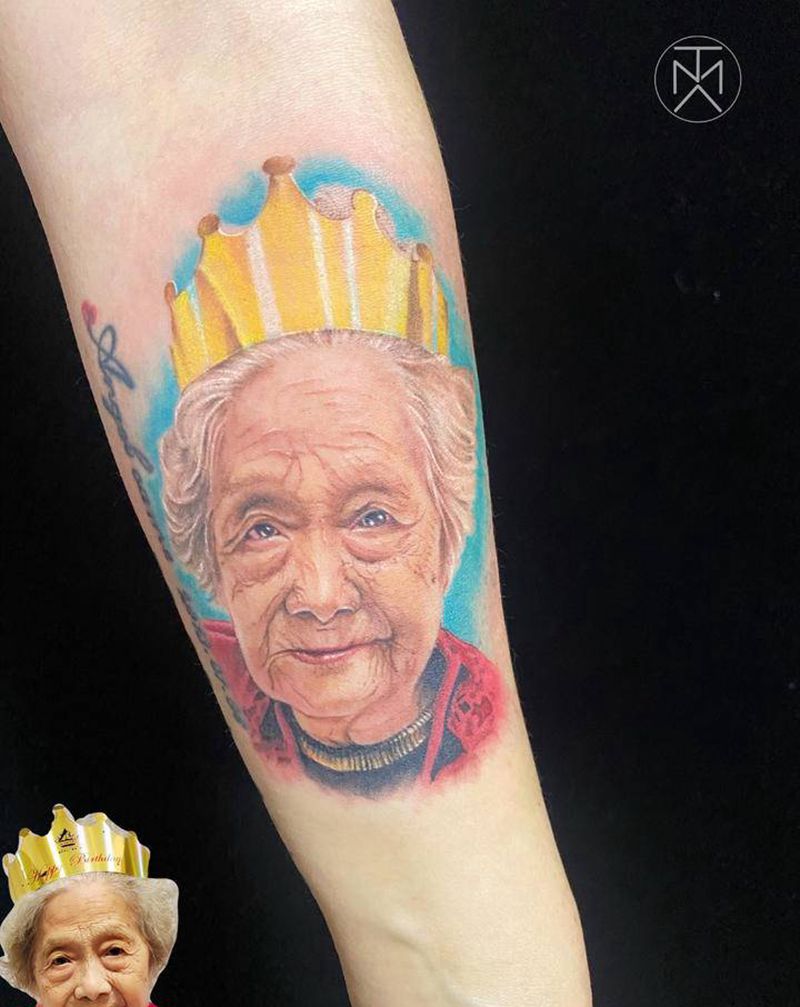 彩色肖像纹身图片_手臂手部欧美写实肖像照片彩色写实纹身图案